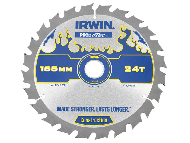 IRWIN® 1897393 Weldtec Cordless Circular Saw Blade 165 x 20mm x 24T ATB