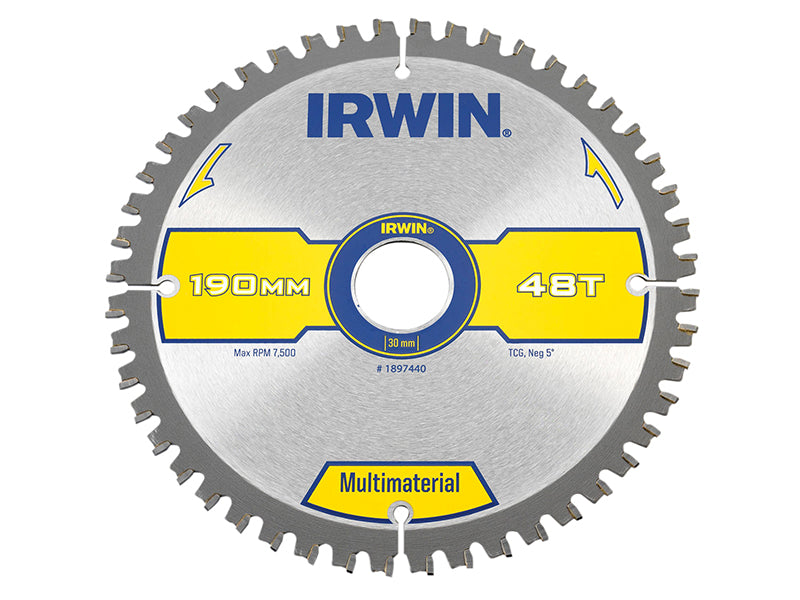 IRWIN® 1897440 Multi Material Circular Saw Blade 190 x 30mm x 48T TCG