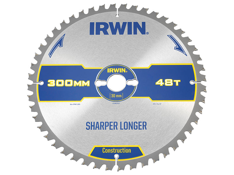 IRWIN® 1897451 Construction Table & Mitre Circular Saw Blade 300 x 30mm x 48T ATB