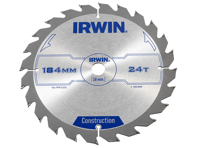 IRWIN® 1907699 Construction Circular Saw Blade 184 x 16mm x 24T ATB