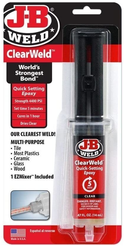 JB Weld ClearWeld w/ Mixer 50114UK - Carded 14ml Resealable Syringe