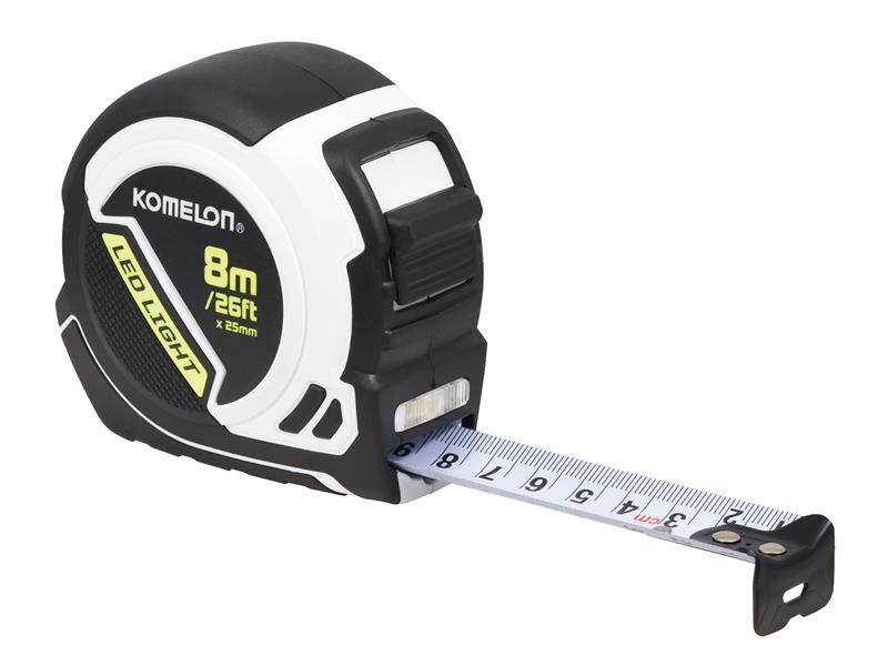 Komelon PLD85 LED LIGHT Tape Measure 8m/26ft (Width 25mm)