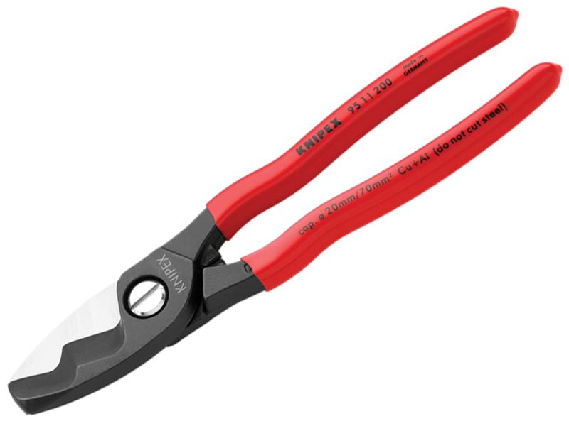 Knipex 95 11 200 SB Cable Shears Twin Cutting Edge PVC Grip 200mm (8in)