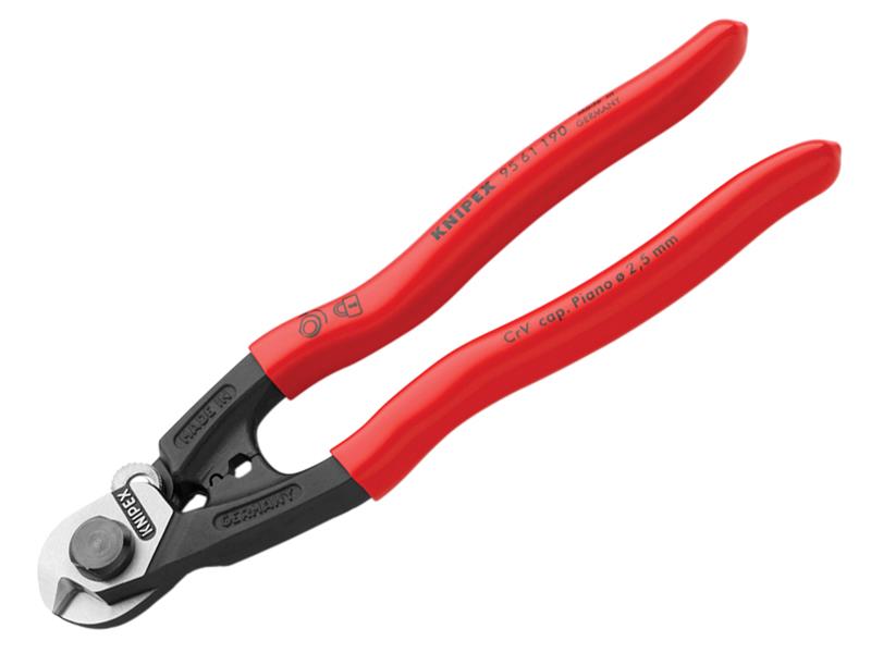 Knipex 95 61 190 SB Wire Rope/Bowden Cable Cutters PVC Grip 190mm (7.1/2in)