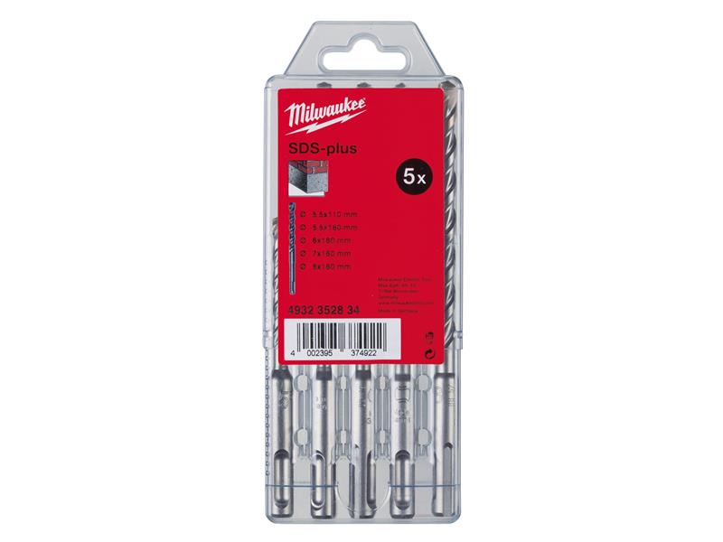 Milwaukee 4932352834 SDS Plus M2 Drill Bit 2 Cut Set, 5 Piece