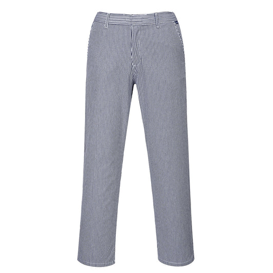 Portwest C075 - Black Sz M  Barnet Chefs Checked Trousers