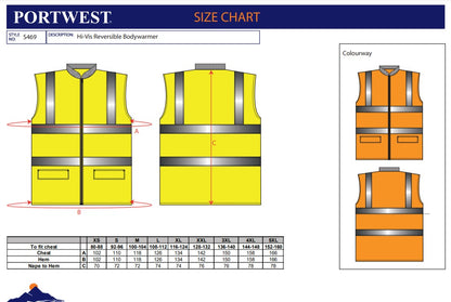 Portwest S469 Yellow Sz M Hi-Vis Reversible Body warmer Hi-Viz Visibility