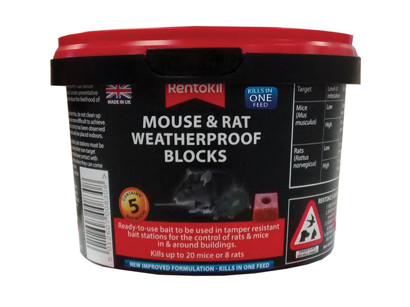 Rentokil PSMR41 Rat & Mouse Weatherproof Blocks (Tub of 5)
