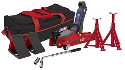 SEALEY - 1020LEBAGCOMBO Trolley Jack 2tonne Low Entry Short Chassis & Accessories Bag Combo - Red