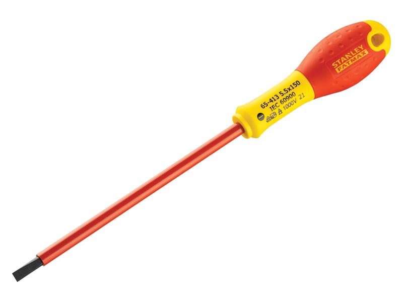 STANLEY® 0-65-413 FatMax® VDE Insulated Screwdriver Parallel Tip 5.5 x 150mm