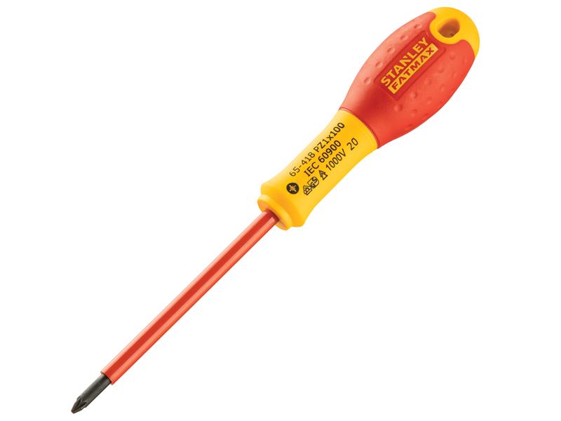 STANLEY® 0-65-418 FatMax® VDE Insulated Screwdriver Pozidriv Tip PZ1 x 100mm
