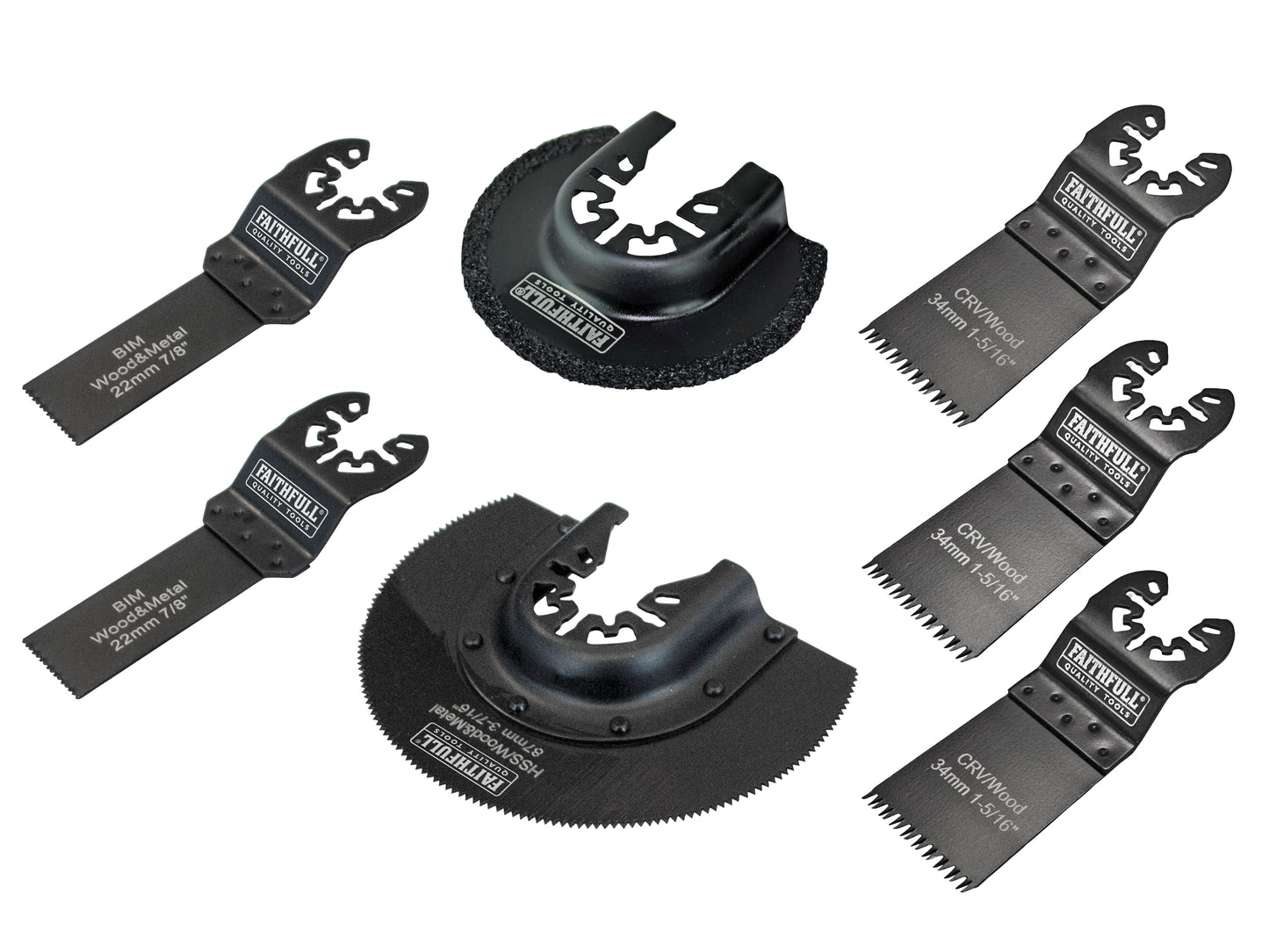 Faithfull Multi-Function Tool Blade Set in Case, 7 Piece
