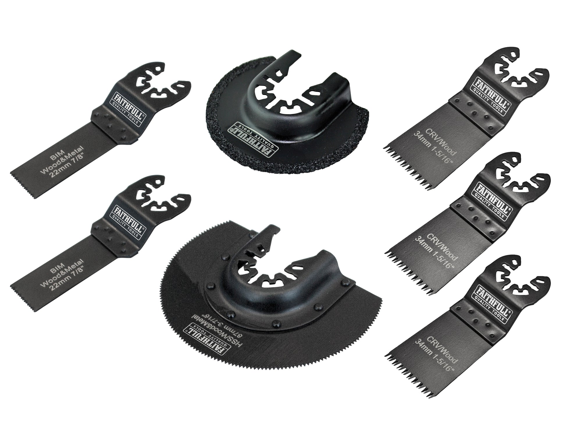 Faithfull Multi-Function Tool Blade Set in Case, 7 Piece